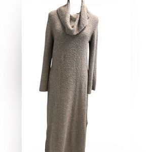 Soft Surroundings Tan Cashmere Blend Cowl Neck Sweater Midi Dress Size Small